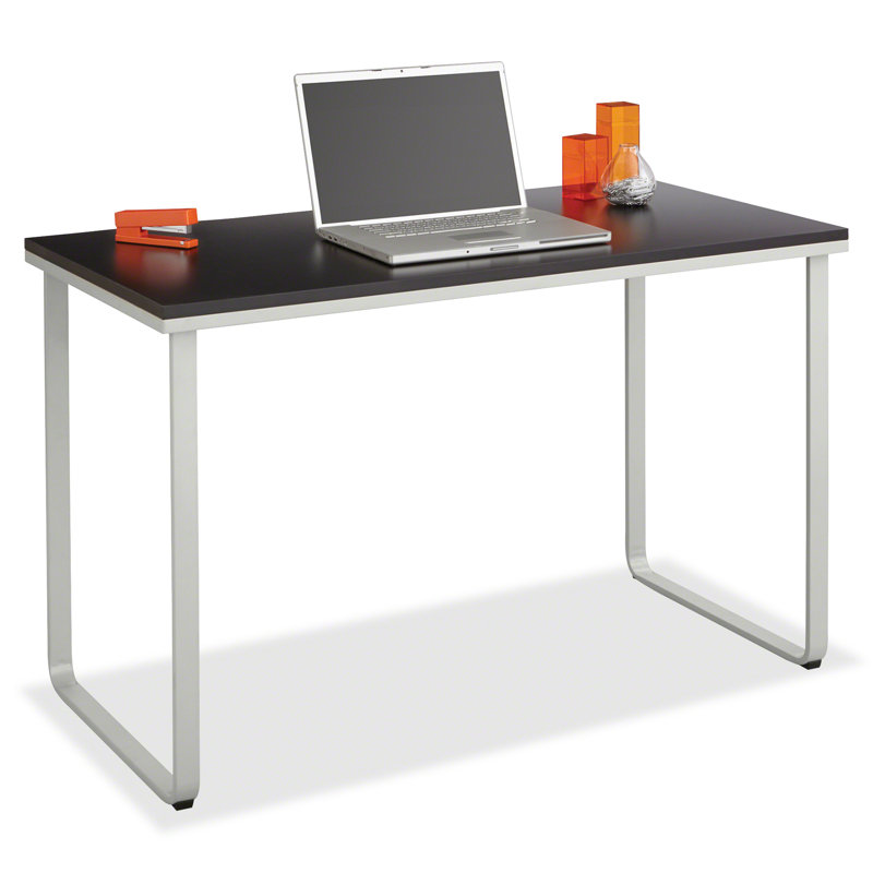 Sled Base Desk, Black and Silver
