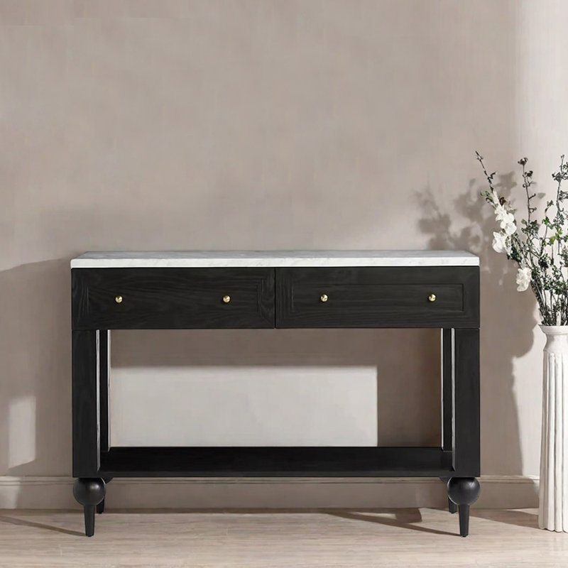 American Vintage  Solid Wood Console Table, 31.5” H x 47.2” W x 15.7” D, Black