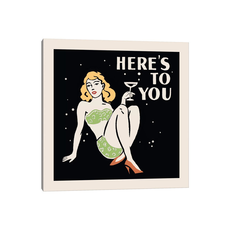 "Here’s To You" Vintage Bar Advertisement by Retro Series - Wrapped Canvas Print, 30.48 cm H x 30.48 cm W