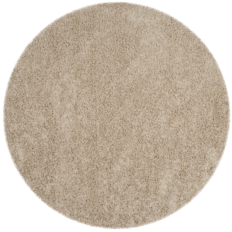 Sga-Amoroso Shag Performance Solid Color Rug, Round 6'7"