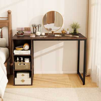 115 X 59 Cm Computer Desk Modern Home Office Desk With Storage Shelves