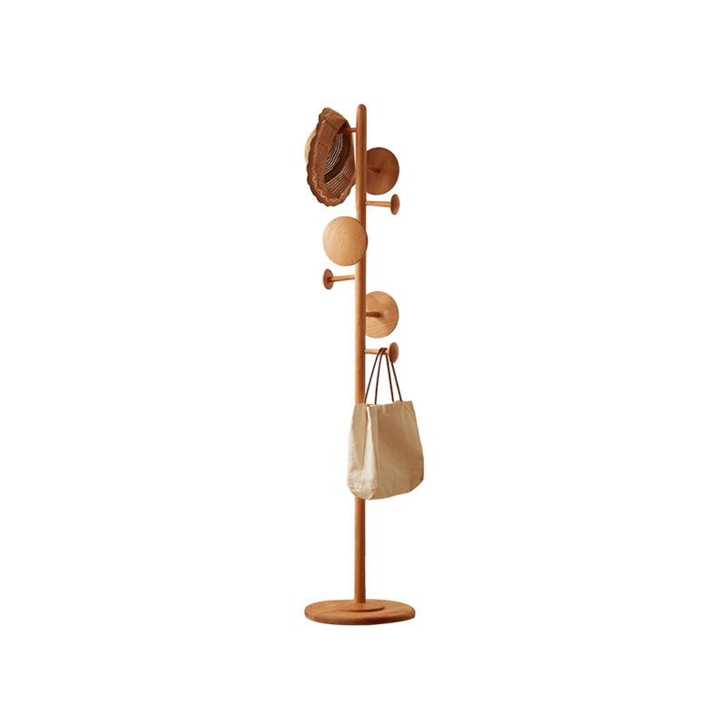 Cherry Solid Wood Freestanding 7 - Hook Coat Rack, Cherry