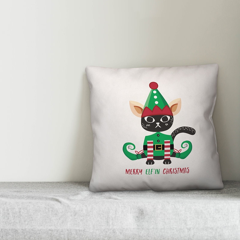  Housse de coussin Merry Elfin Christmas, 20 po x 20 po
