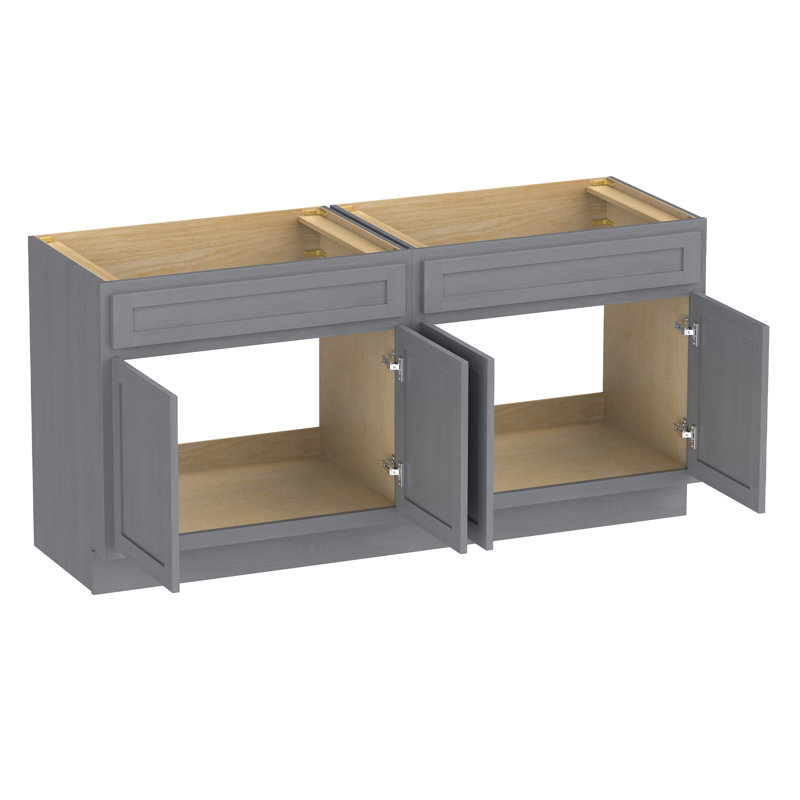 Base de meuble-lavabo double 60 po seulement, Argent argent
