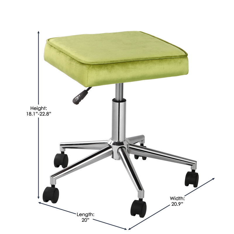 Adjustable Height Lab Stool with Removable Casters/Wheels, Green