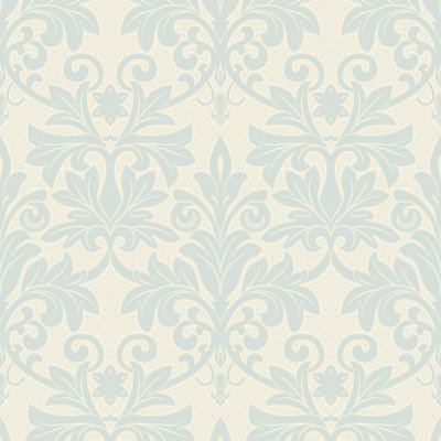 Rococo Relief - Pale Blue Gray Wallpaper