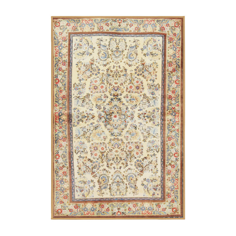 Tapis floral beige / brun, Rectangle 6 pi x 9 pi
