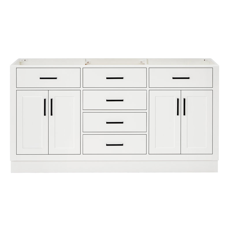 Hepburn 66'' Double Bathroom Vanity Base Only, White, Matte Black