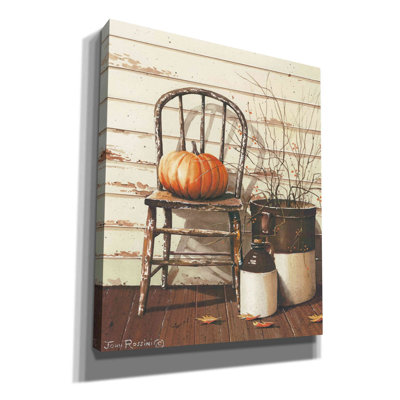 'Pumpkin & Chair' by John Rossini, Canvas Wall Art