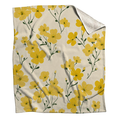 Flowers Fleece Throw Blanket - Floral Throws for Sofas or Beds