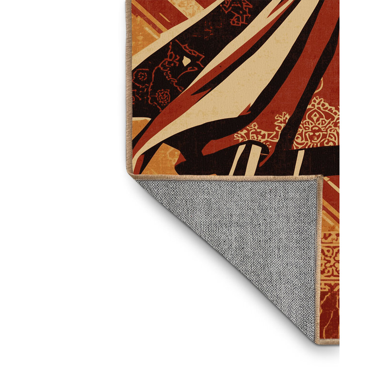 Tapis oriental brun lavable à la machine Coalmont Buccaneer Raider - reliure brun clair, 3 x 5