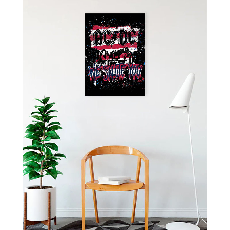  Officiellement sous licence «We Salute You» AC / DC Stephen Fishwick, affiche d'art 24 x 36 po - reproduction décorative - papier affiche - prête à encadrer