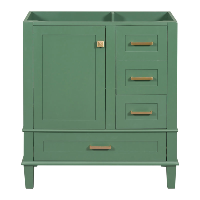 17.2'' Single Bathroom Vanity Base Only, Green, Brushed Gold
