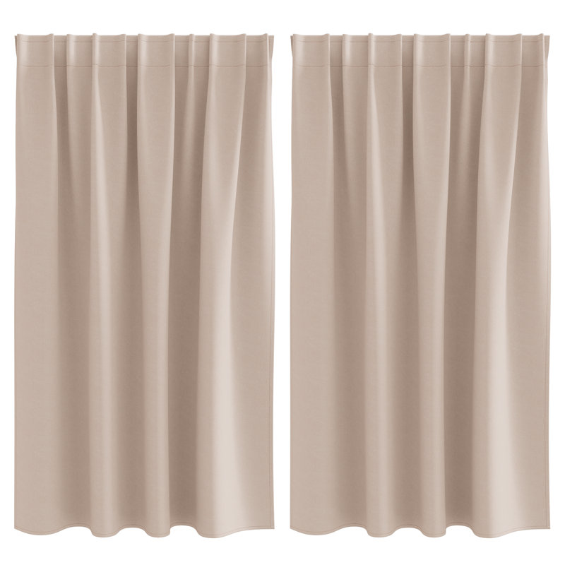 Curtains With Curtains 2 Pcs Polyester, Taupe, 140cm Width x 140cm Drop