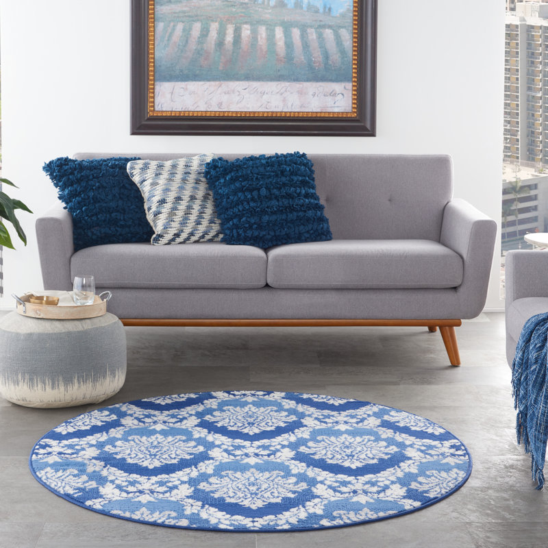 Dedra Damask Indoor Rug, Round 8'