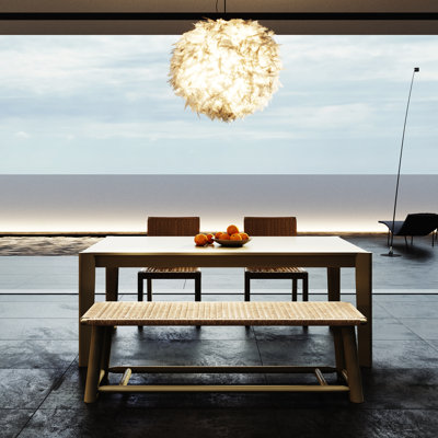 Hadrian Modern Farmhouse 4-Person Extendable Dining Table Set with Handwoven Rattan Chairs