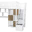 Lit mezzanine simple en bois avec bureau intégré, DEL, tablettes de rangement, armoires et escalier, noyer-1003761971