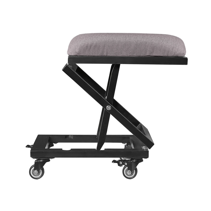 Repose-pieds pliable pour sous le bureau avec 2 niveaux de hauteur, repose-pieds pliant avec repose-pieds avec roulettes, tabourets roulants réglables en hauteur avec revêtement en lin, siège réglable compact pour le salon, la chambre à coucher et le bureau à domicile