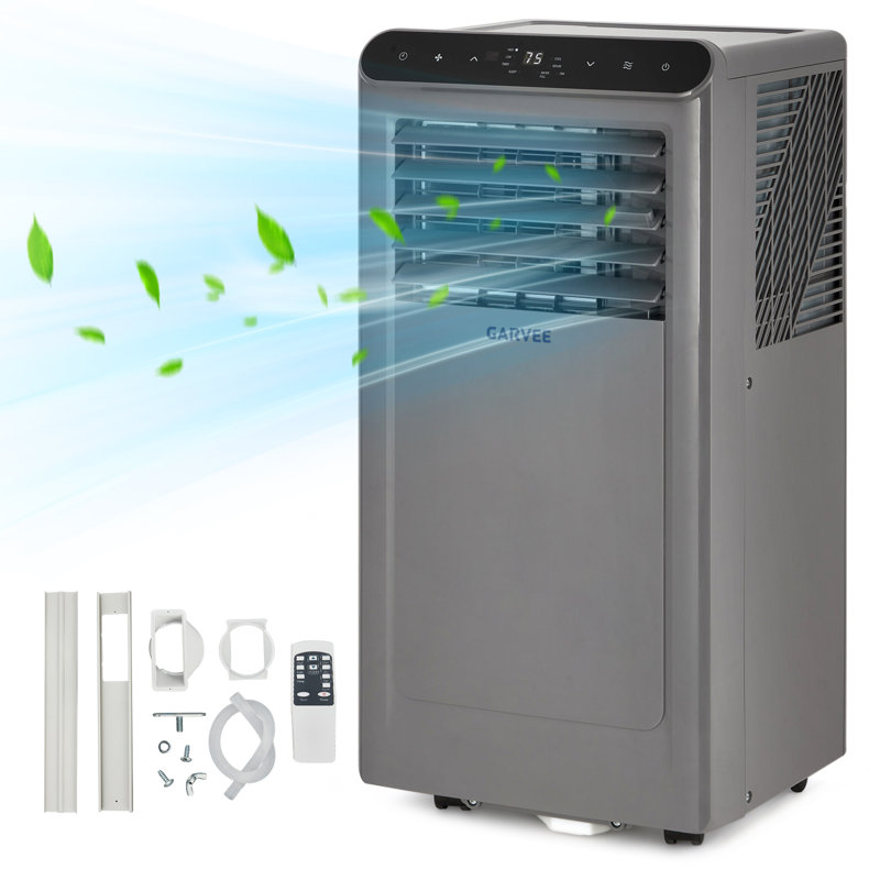 Climatiseur portatif 8 000 BTU, climatiseur 4-en-1 avec déshumidificateur et 2 vitesses, refroidit 350 pieds carrés, mode veille 47dB, télécommande 25 pi, ensemble de fenêtre de bricolage
