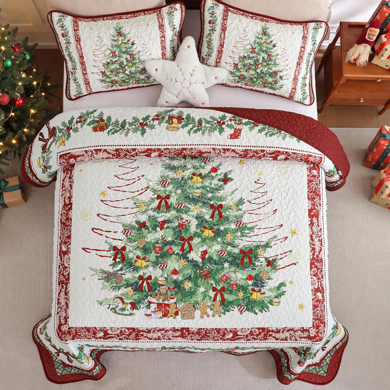 Christmas Tree 3-Piece Coverlet Set, King