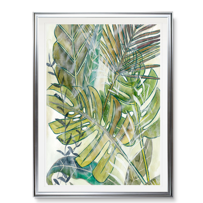 «Layered Palms II», reproduction, H 45 po x l 30 po x P 1,5 po, Cadre argenté