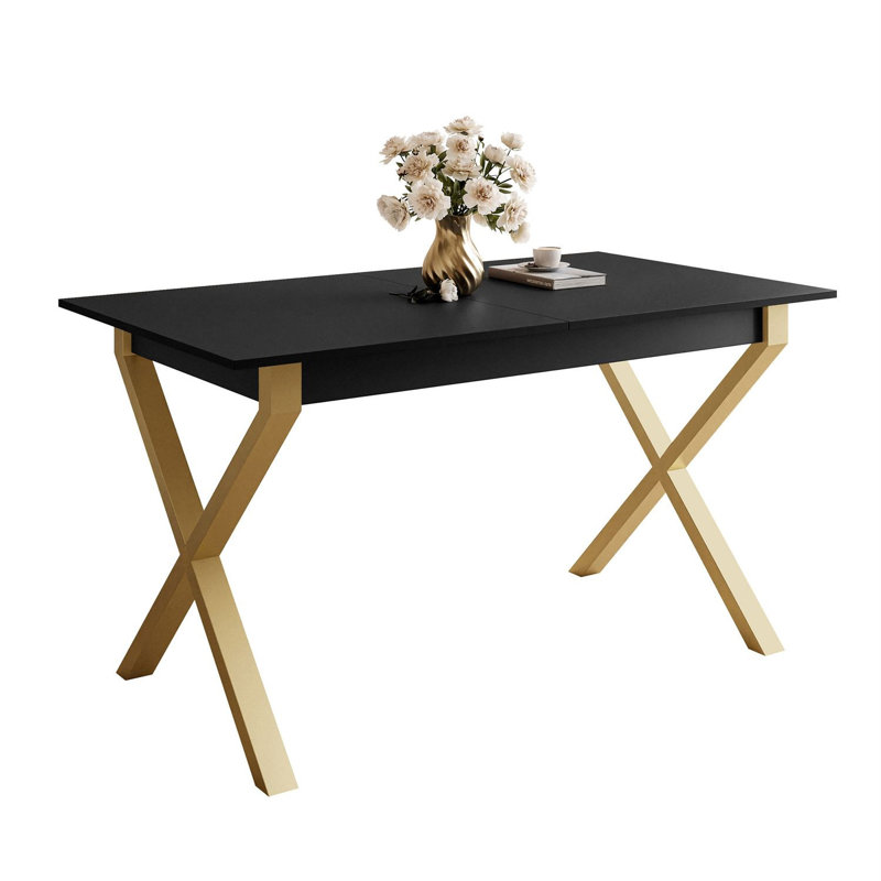 Courtnay Extendable table 140 cm, "X" legs, black