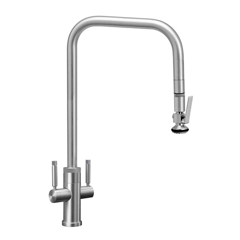 Fulton Industrial Extended Reach 2 Handle Plp Faucet - Lever Sprayer, Satin Nickel