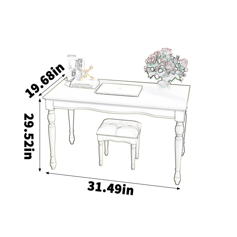 Bureau d'étude en pin vert, H 29,52 po x l 31,49 po x P 19,68 po