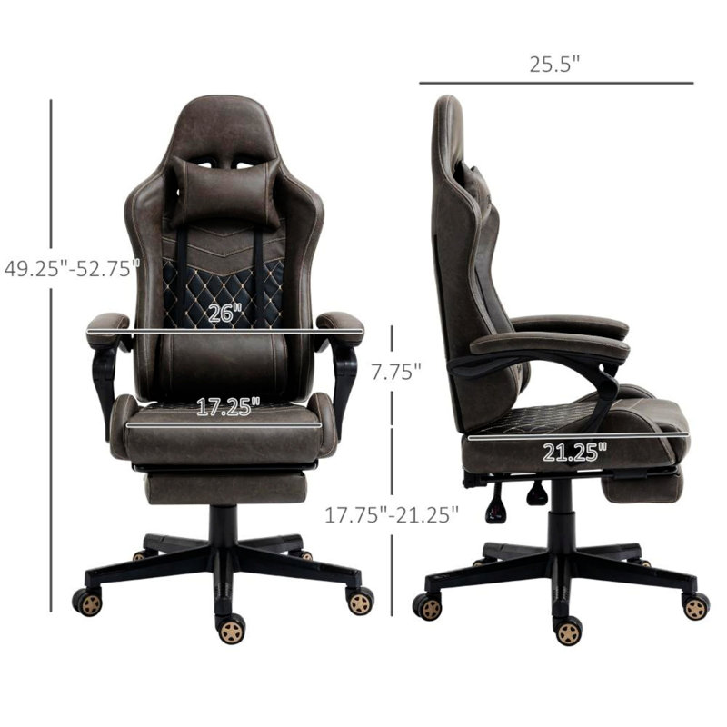 Fauteuil de jeu Office, chaise pivotante à haut dossier avec support lombaire, hauteur réglable