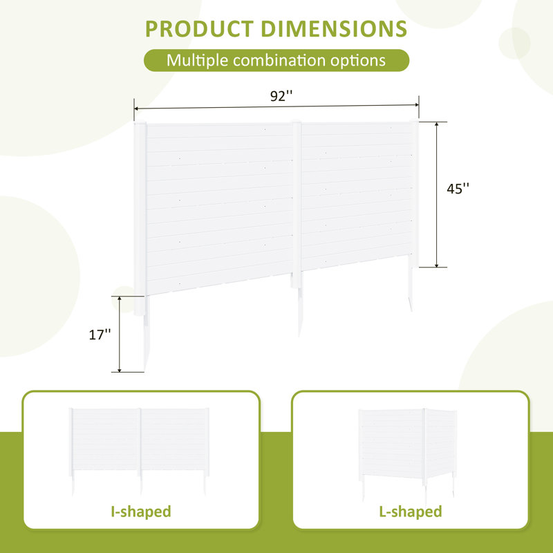 Polar Aurora Privacy Fence Panels 92" x 45", Outdoor Privacy Screen & Trash Can Enclosure, PVC Weather-Resistant Fence for AC Unit, Pool Equipment, Backyard Garden, Easy Assembly(2 Panels)