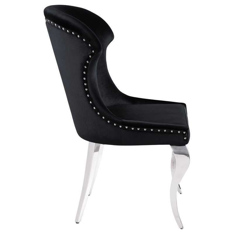 Kerasoula Velvet Side Chair Dining Chair Set of 2, Black