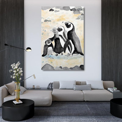«Dovecove Derr, Wynn Gallery», art sur toile titre: famille de pingouins d'Afrique 64498