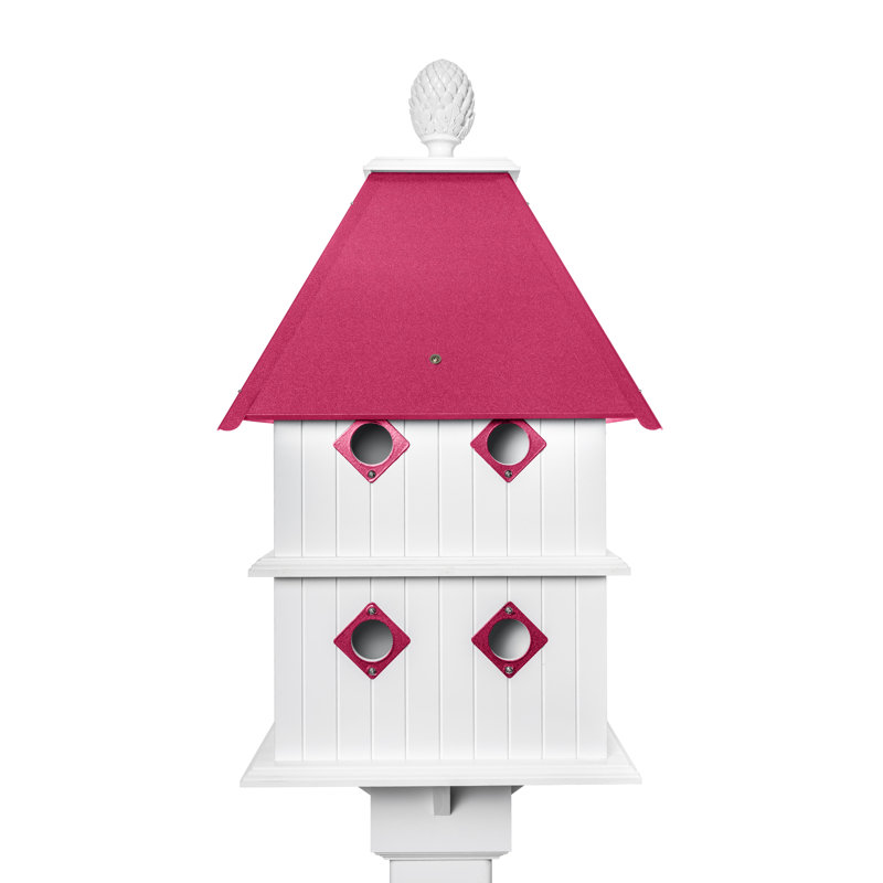 Doerun 31.25'' H x 15.25'' W x 15.25'' D Post Water Resistant Birdhouse, Pink