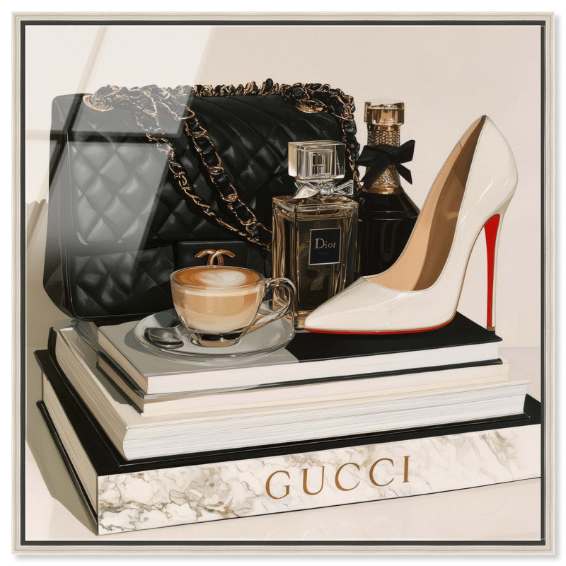 Décoration murale tendance avec pile de livres glamour et impression acrylique encadrée par, H 25 po x l 25 po, Silver Frame
