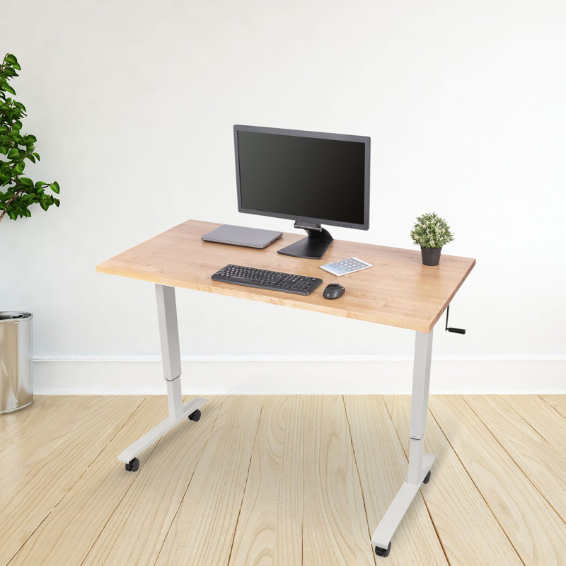 Bureau debout à hauteur ajustable Fontclair, H 32,5 po x l 59 po x P 29,5 po, Bouleau naturel / blanc