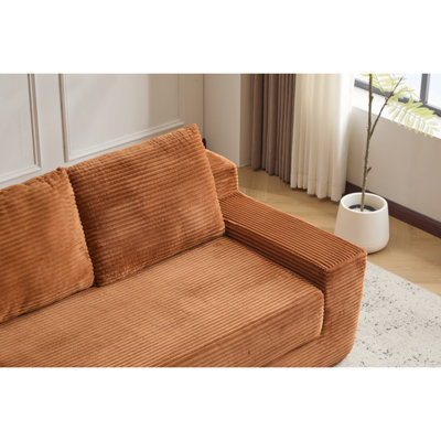 Canapé-causeuse, canapé-lit confortable à assise profonde, petit canapé moderne en velours côtelé pour la chambre à coucher du salon, coussin réversible avec coussins, aucun assemblage requis, orange