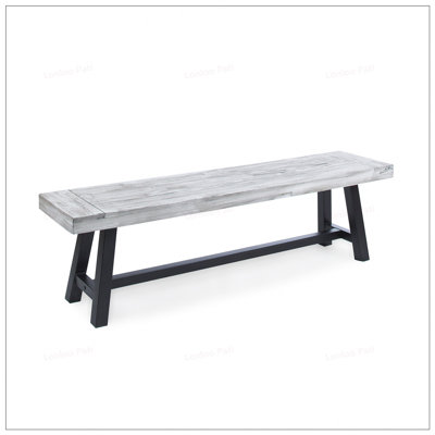 Acacia Wood Dining Bench with Rustic Metal Frame, Durable and Stylish for Indoor and Outdoor Use by Williston Forge