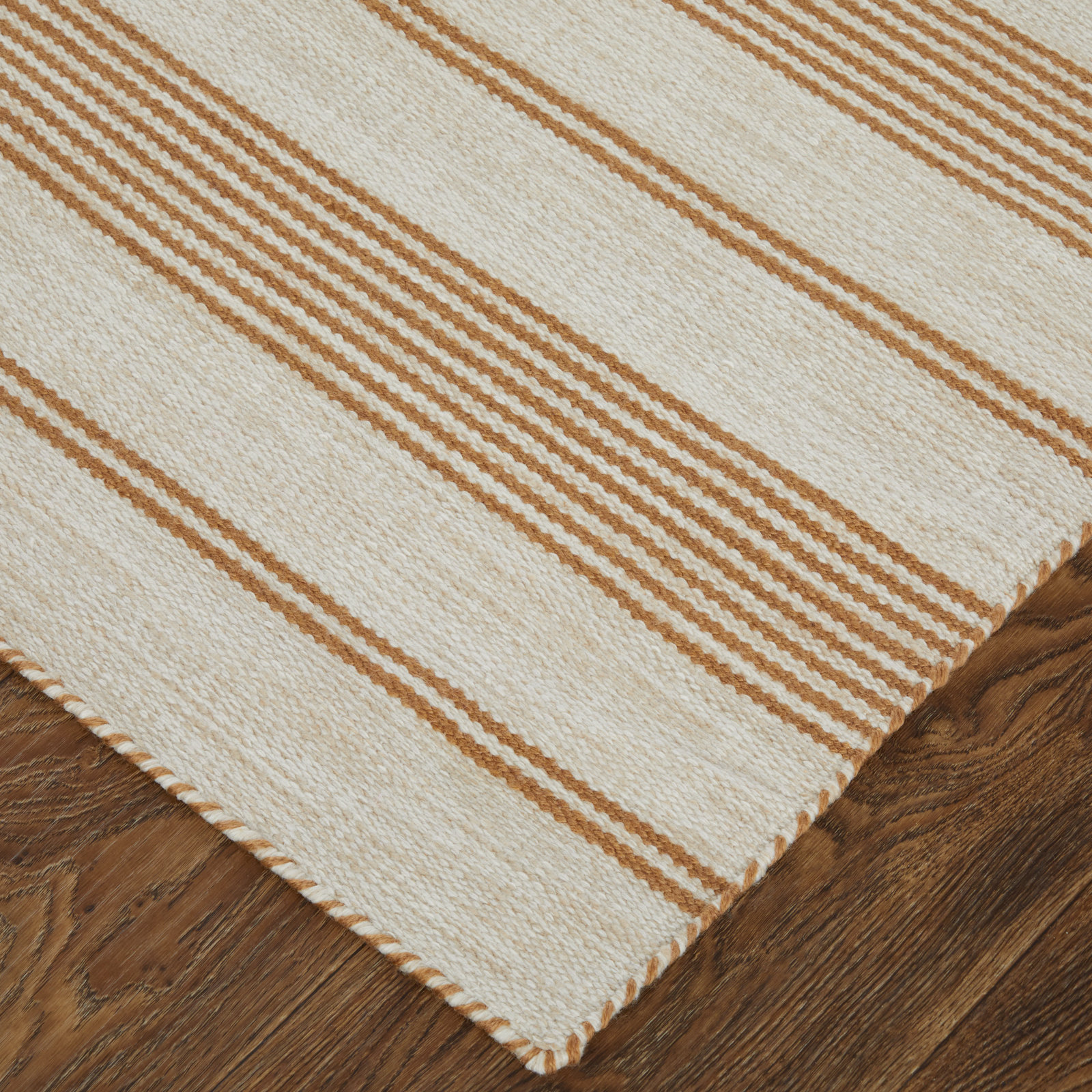 Shastina Yellow Ivory Hand-Woven Striped Rug, Rectangle 8' x 11'
