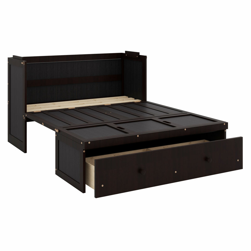 Grand lit escamotable avec port USB et tiroir, Gris, Grand lit