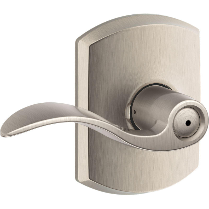 Accent Lever with Greenwich Trim Bed and Bath Lock, Satin Nickel