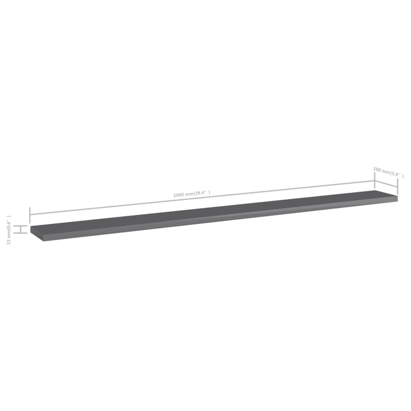 Lochan 4 Piece Wood Bracket Shelf, High Gloss Grey