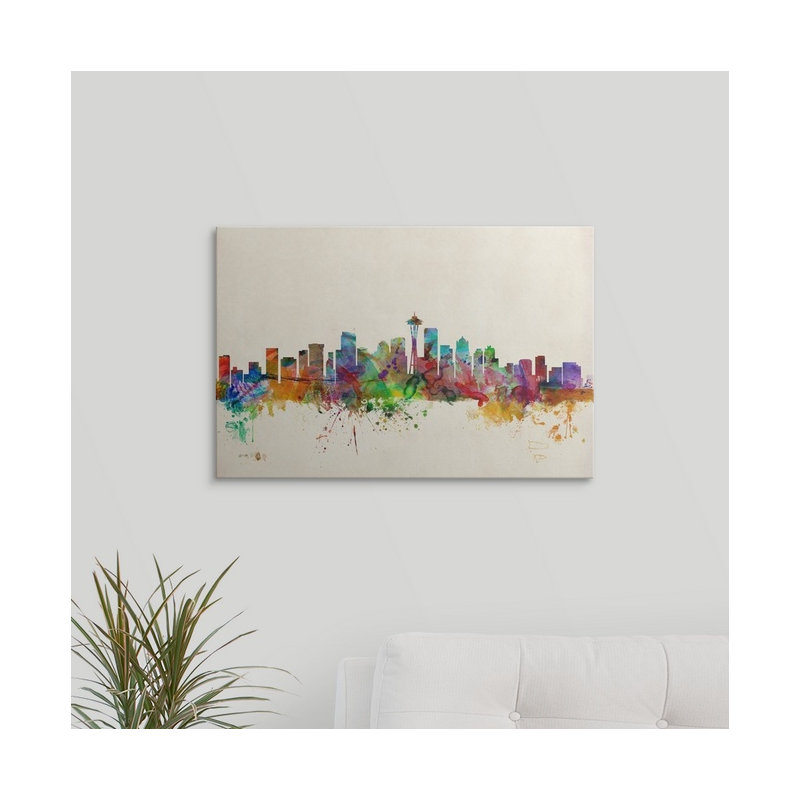 «Seattle Skyline» par Francy, impression, H 32 po x l 48 po x P 1,5 po, Toile