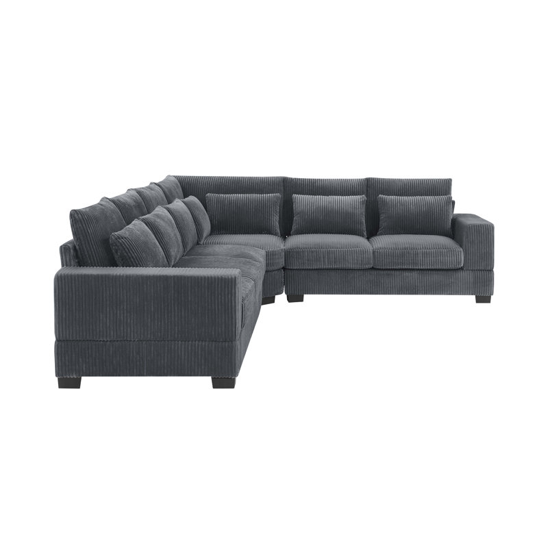 Canapé modulaire Laguna, Velours côtelé gris