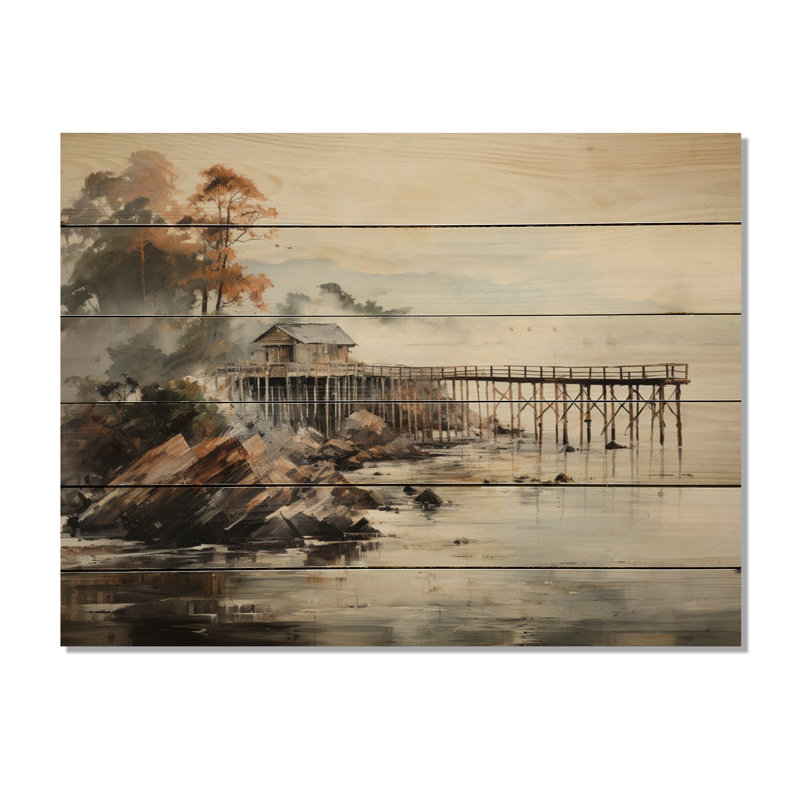 Pier Misty Morning Pier I sur impression sur bois, H 30 po x l 40 po x P 0,78 po