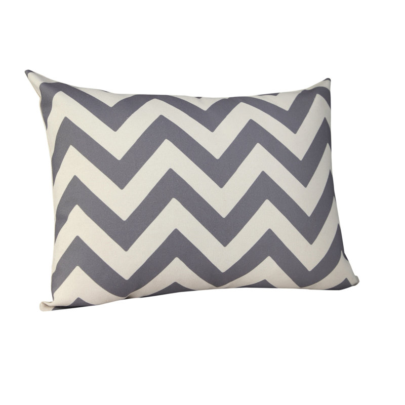 Microsuede Outdoor Throw Pillow, Gray, Chevron