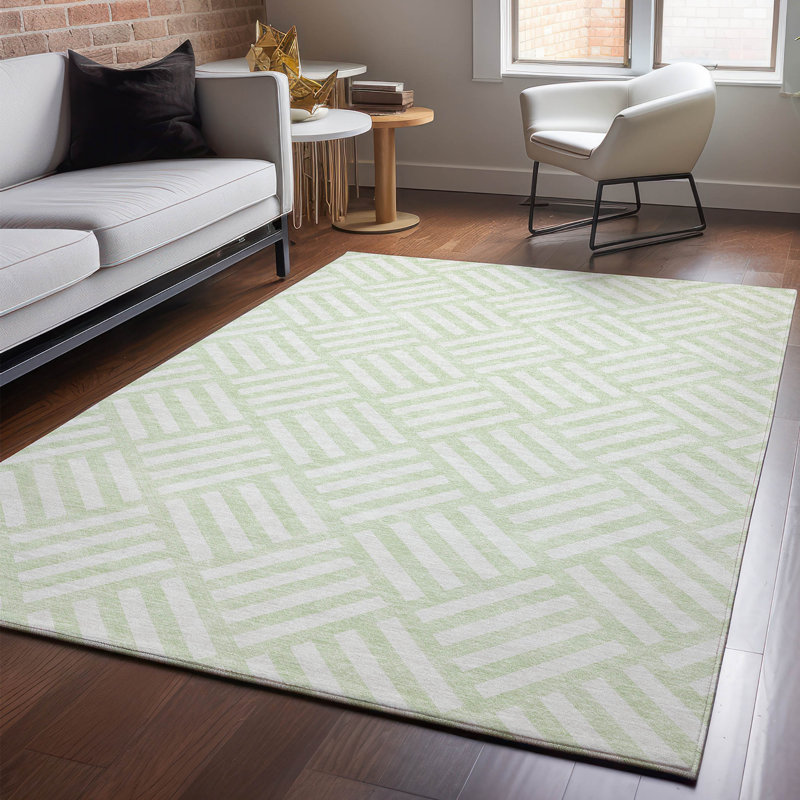 Tapis menthe Cerrito lavable à la machine de qualité supérieure, Rectangulaire 8 pi x 10 pi