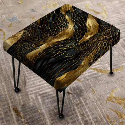Gilded Opulence In Black & Gold - Marble Rectangle Ottoman