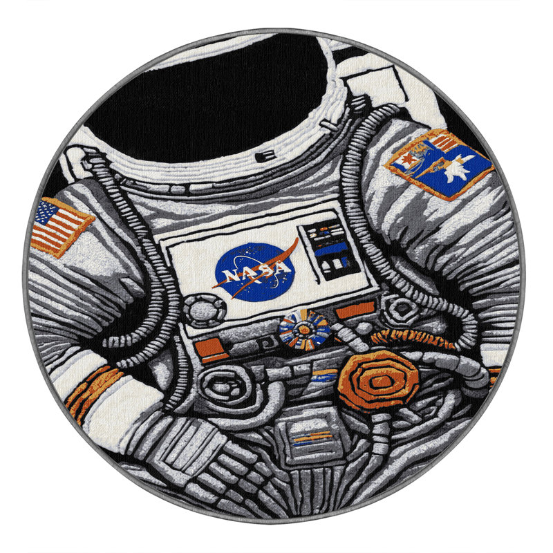 Tapis gris lavable à la machine, Rond 3 pi