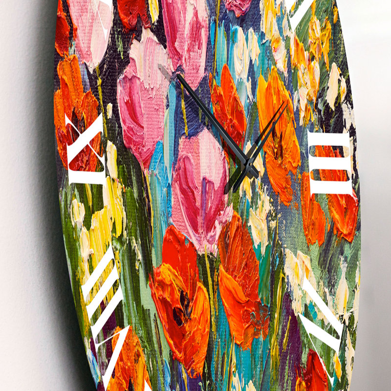 Fleurs printanières colorées - Horloge murale traditionnelle, Petit