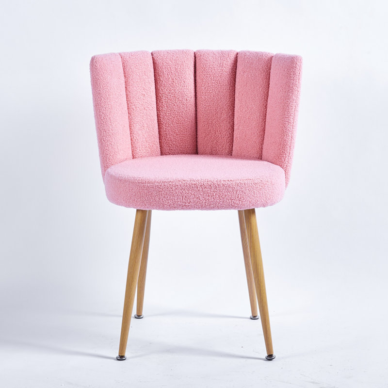 Defreitas Dining Chair with Iron Legs and Cushions, Pink Velvet